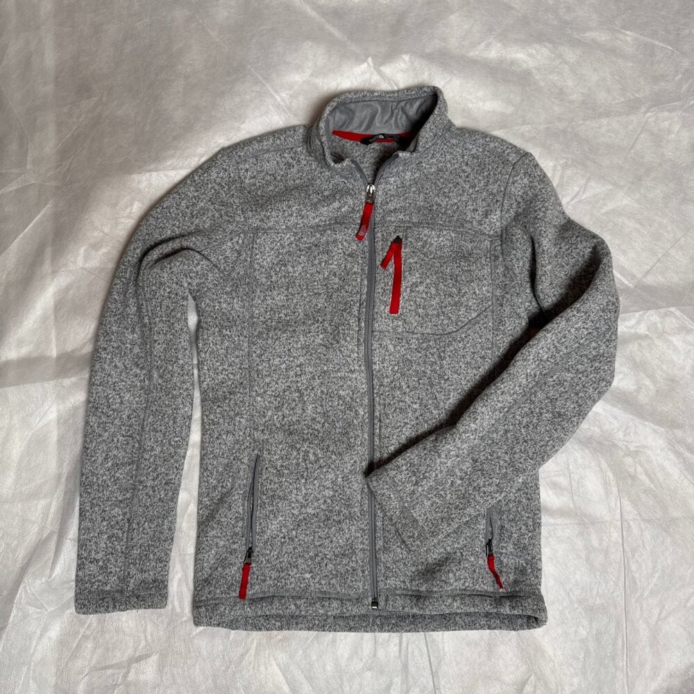 North Face Jacket Fleece Boys Large 14/16 Gray Full Zip Sweater Outdoor Youth
